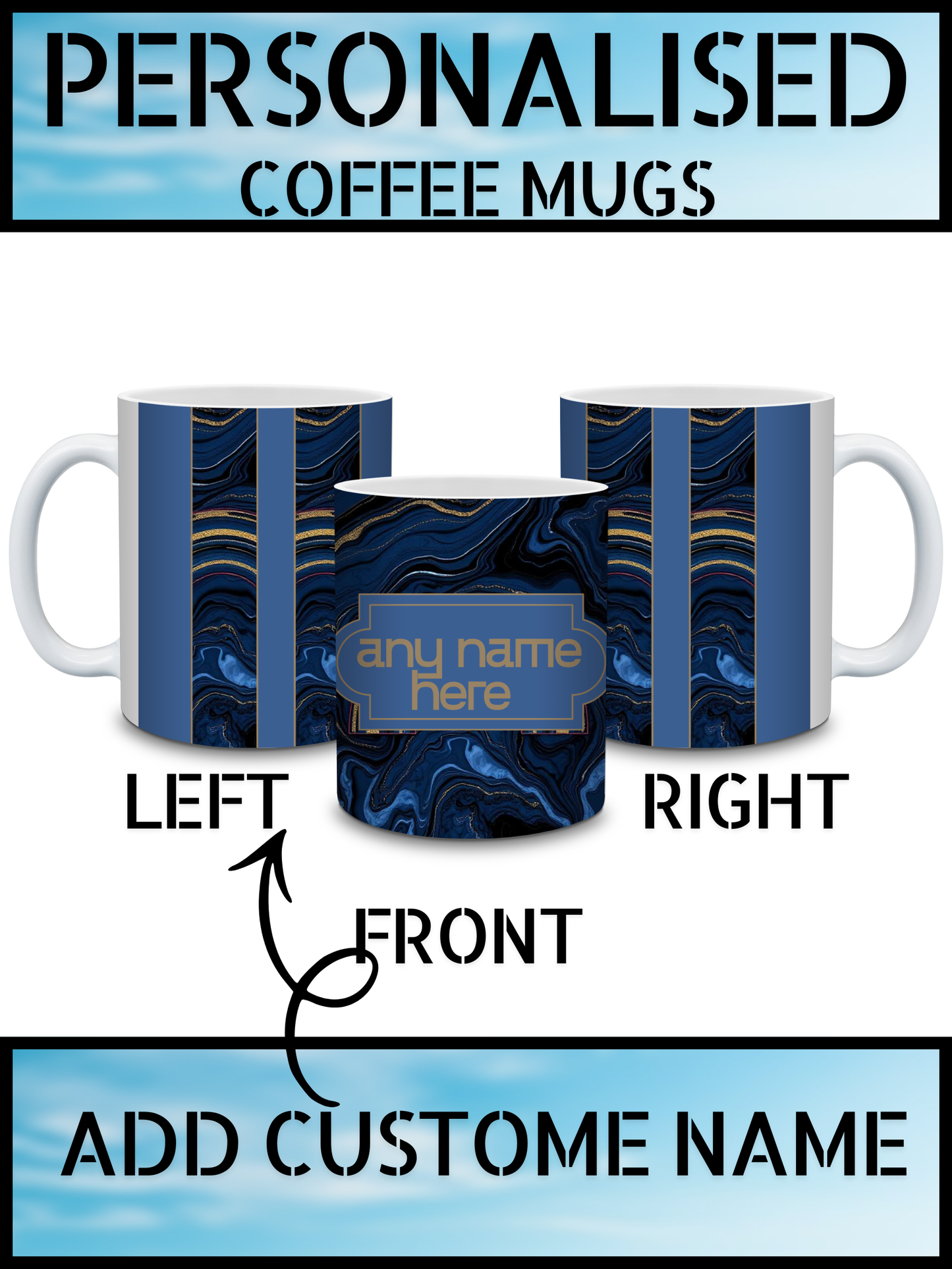 Funny Personalised Name Marble Coffee Mug