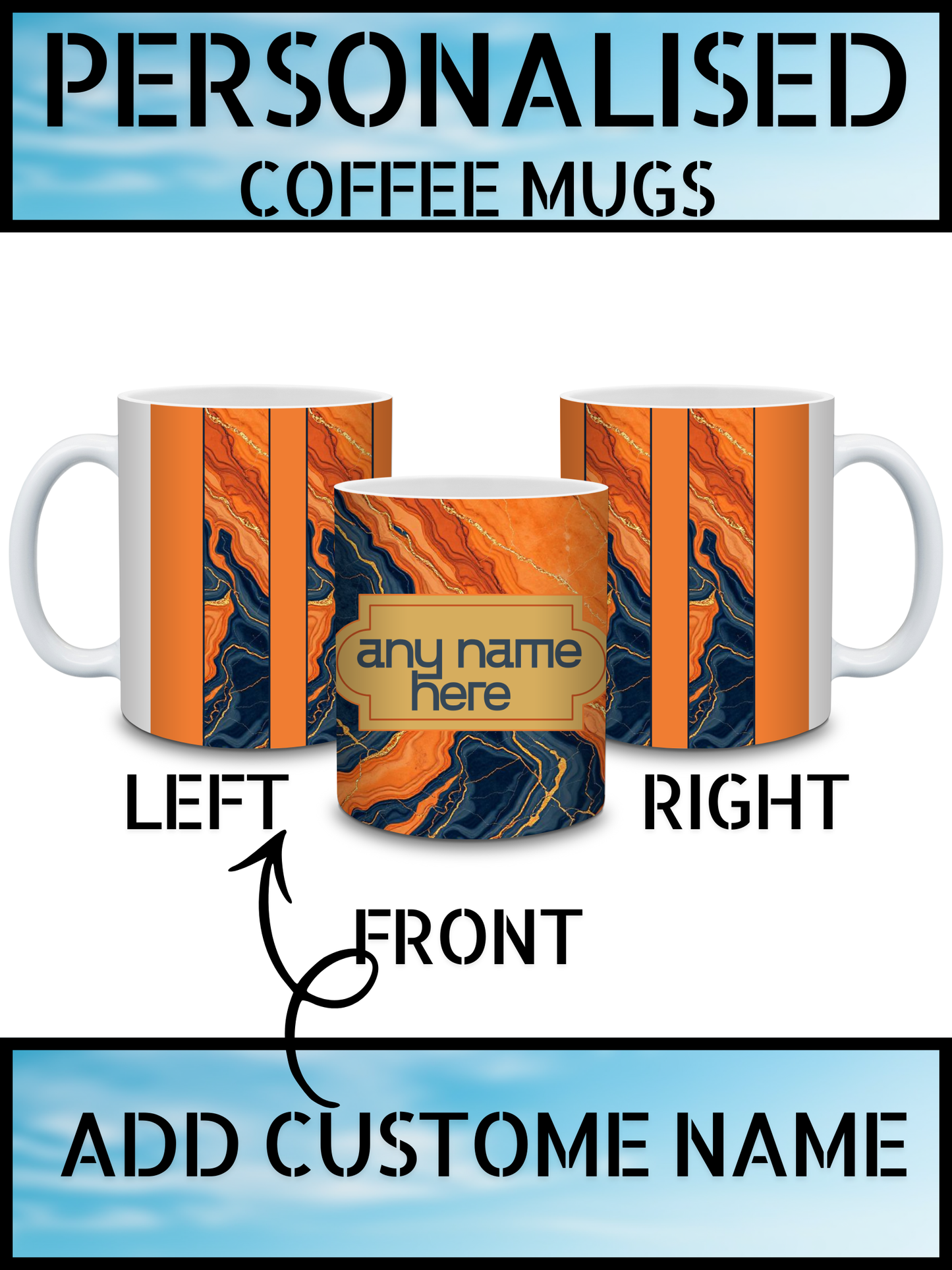 Cool Marble Effect Personalised Name Coffee Mug