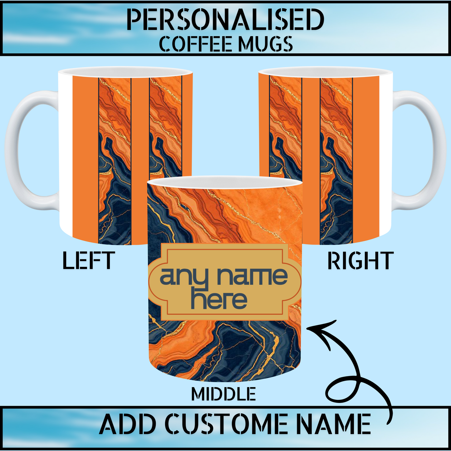 Cool Marble Effect Personalised Name Coffee Mug