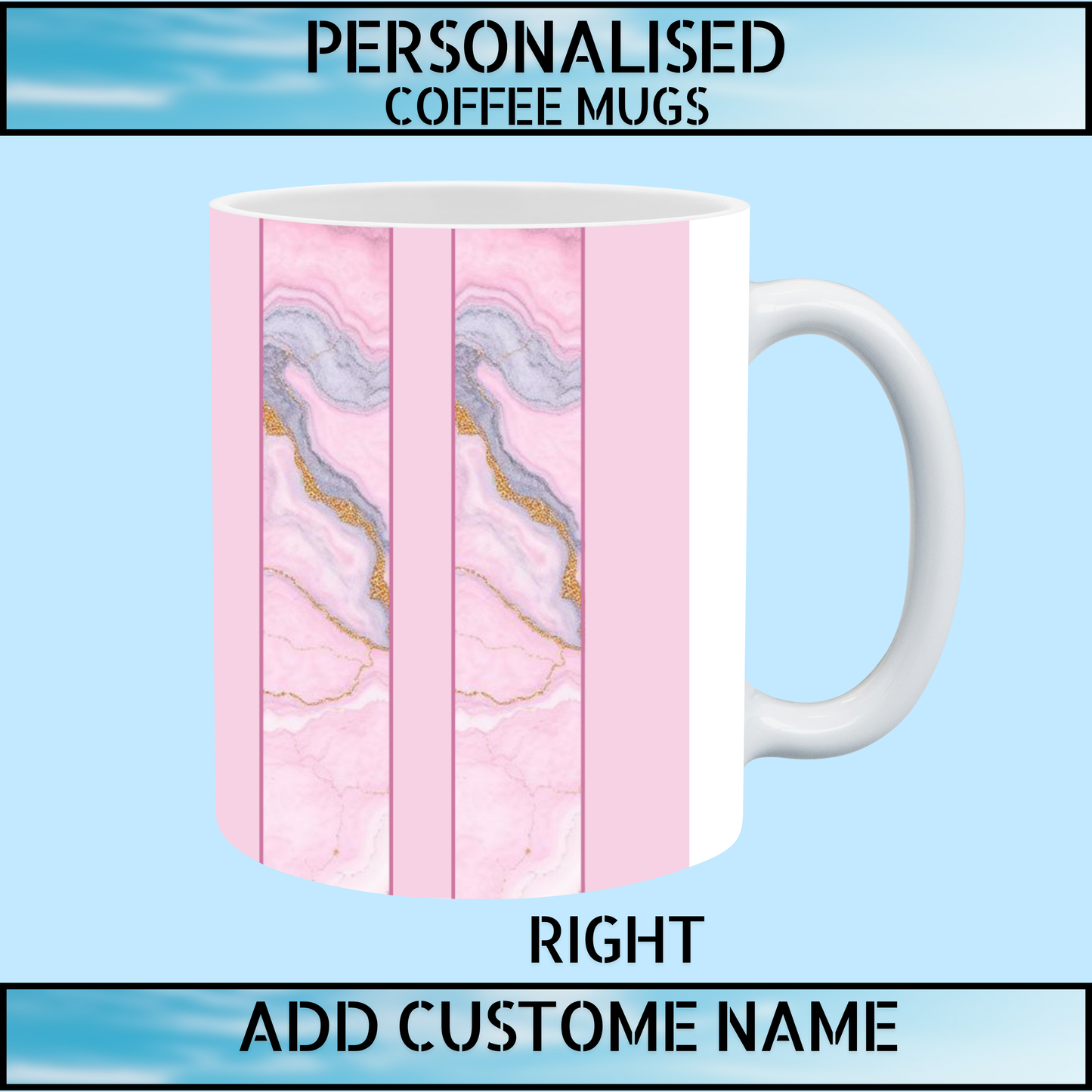 Pink Marble Heart Personalised Name Coffee Mug
