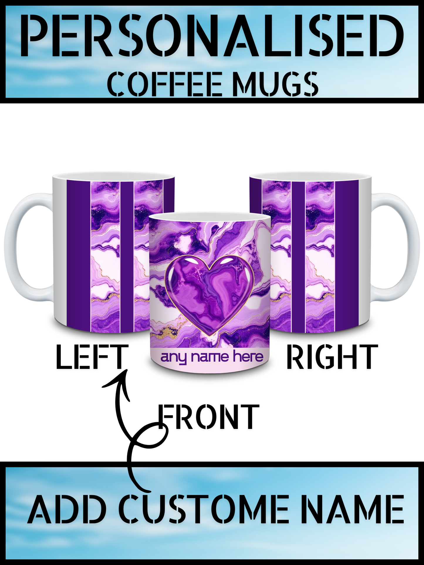 Personalised Marble Print Name Coffee Mug