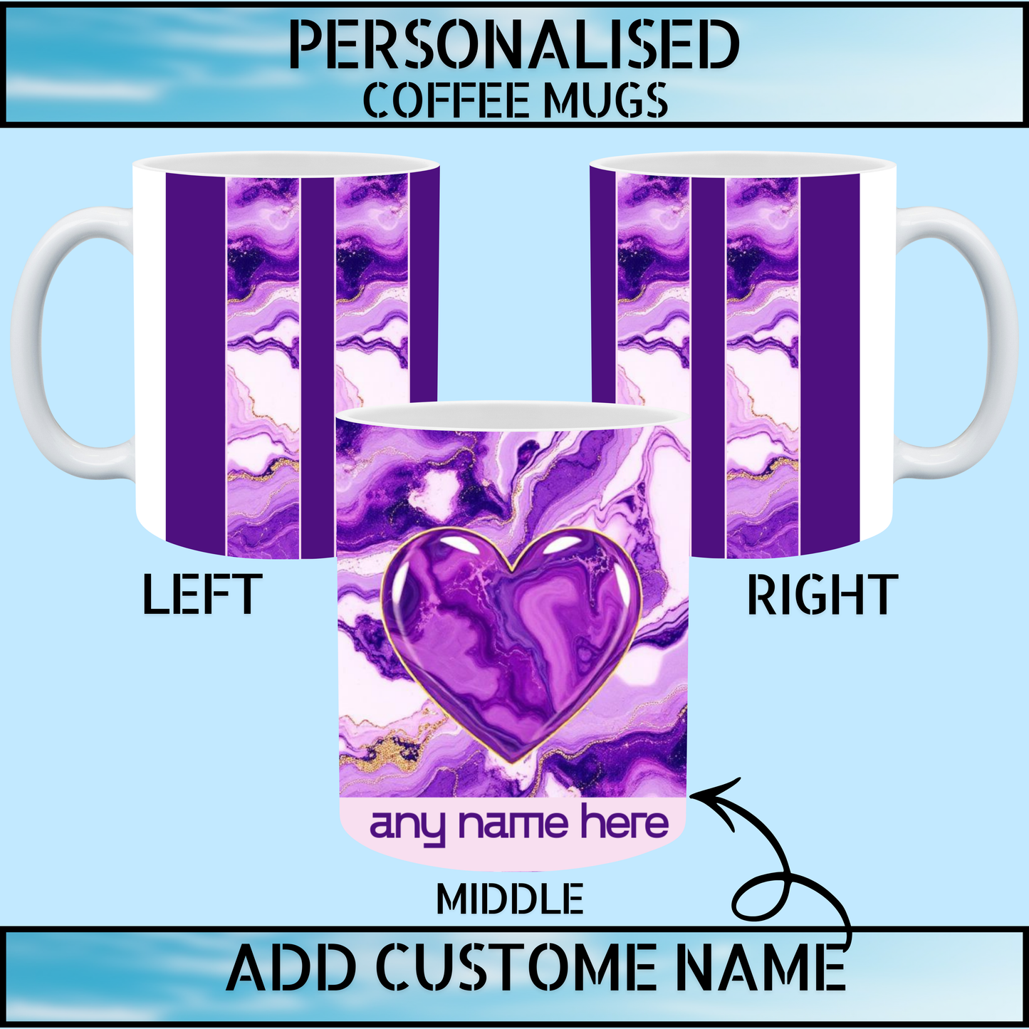 Personalised Marble Print Name Coffee Mug
