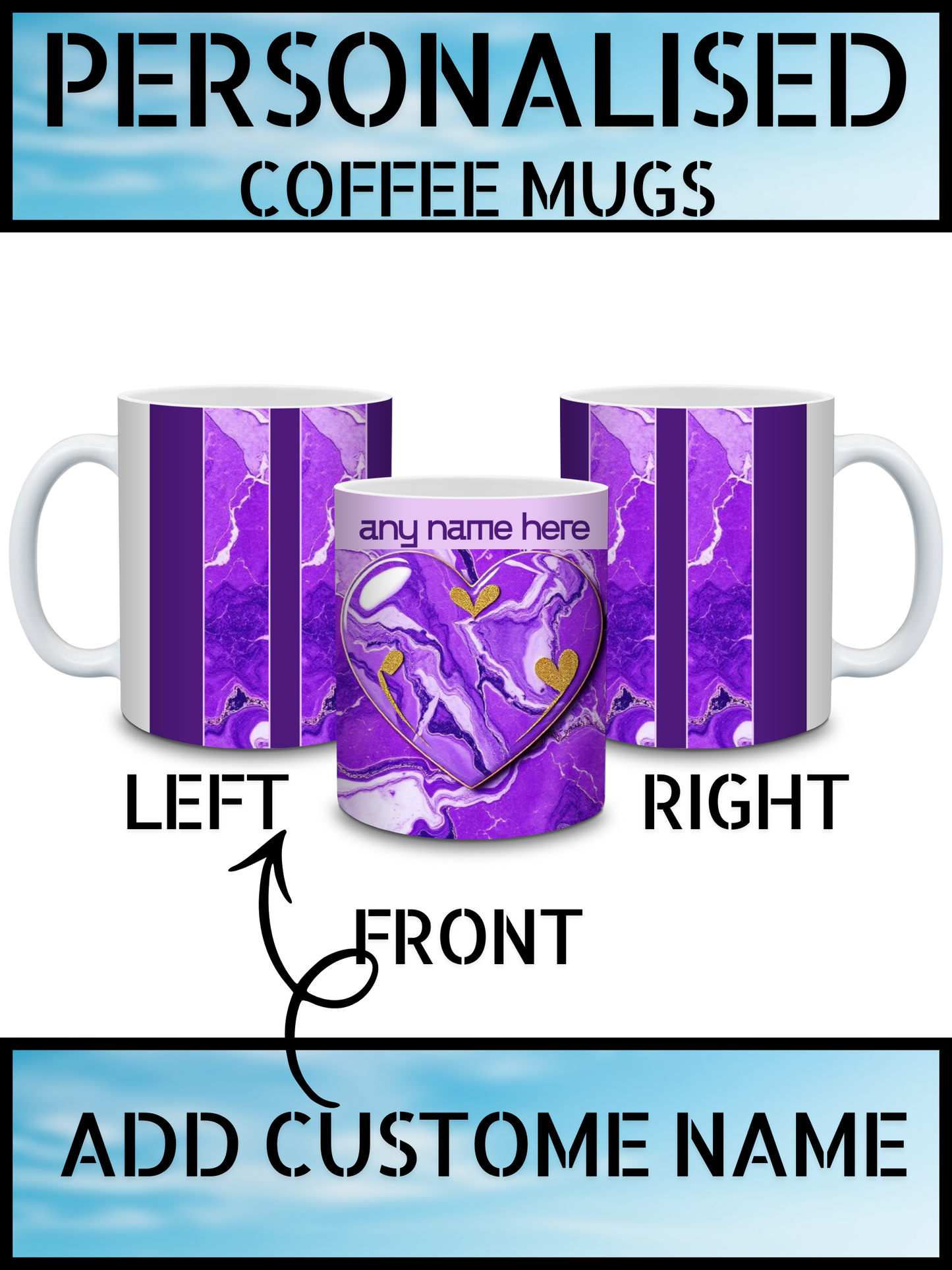 Personalised Marble Print Coffee Mug with Name