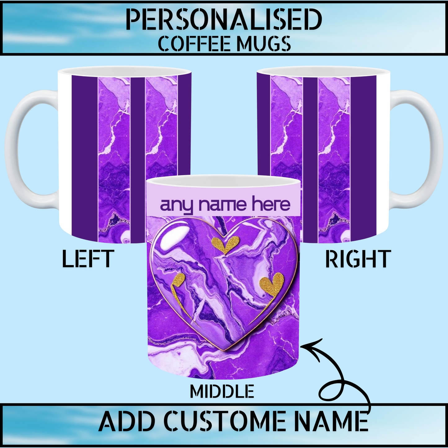 Personalised Marble Print Coffee Mug with Name