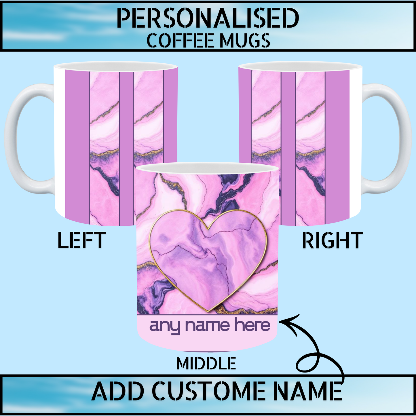 Novelty Personalised Marble Heart Coffee Mug