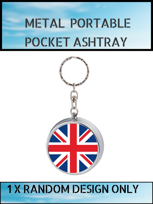 Portable Metal Pocket Ashtray Keyring – Union Jack Design