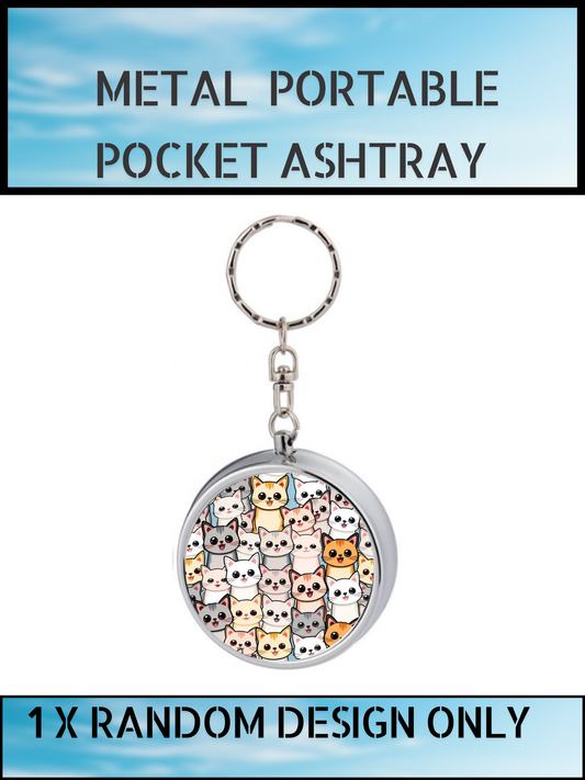 Portable Metal Pocket Ashtray Keyring – Cat Design