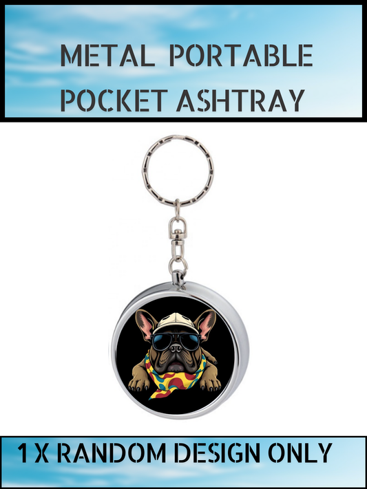 Portable Metal Pocket Ashtray Keyring – Dog Design