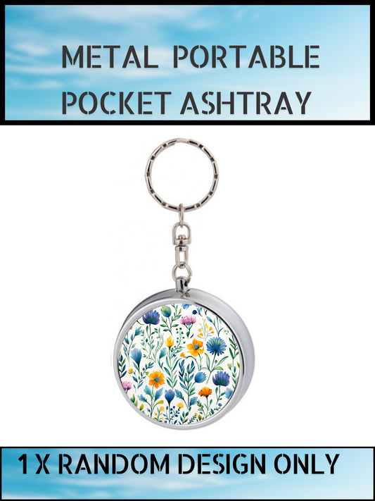 Portable Metal Pocket Ashtray Keyring – Floral Design