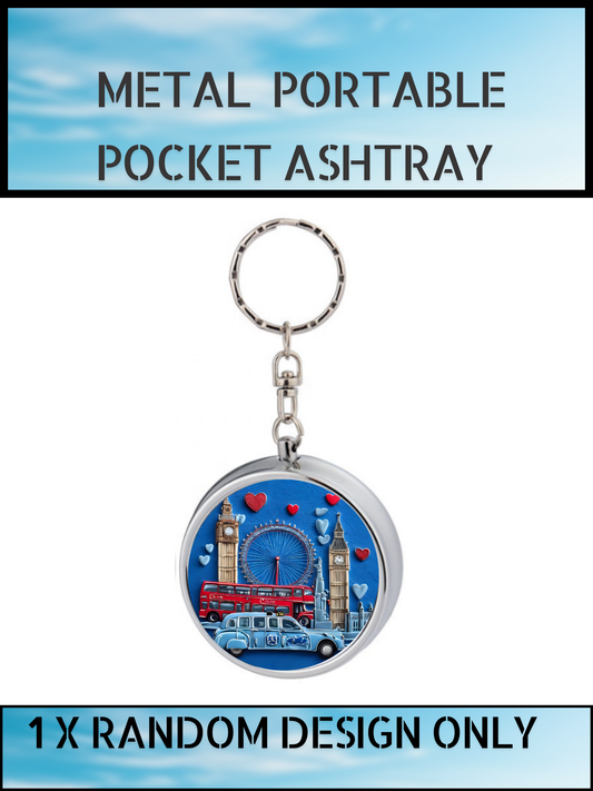 Portable Metal Pocket Ashtray Keyring – London Souvenir Design