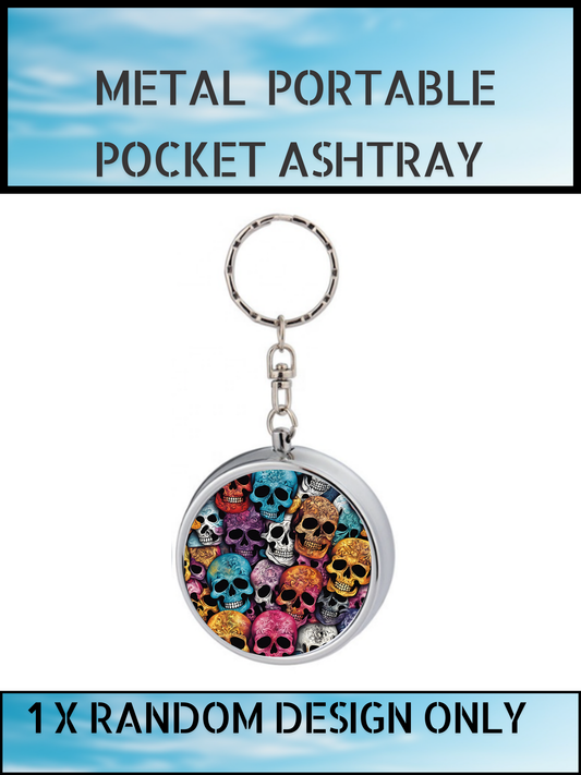 Portable Metal Pocket Ashtray Keyring – Skull Design