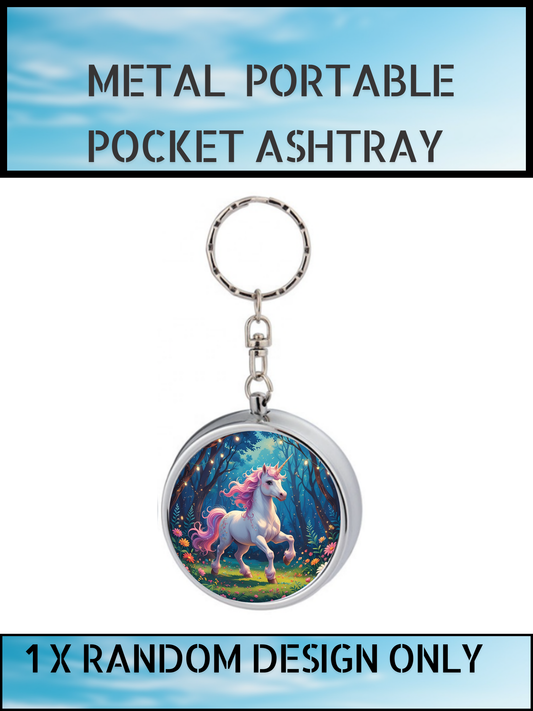 Portable Metal Pocket Ashtray Keyring – Unicorn Design