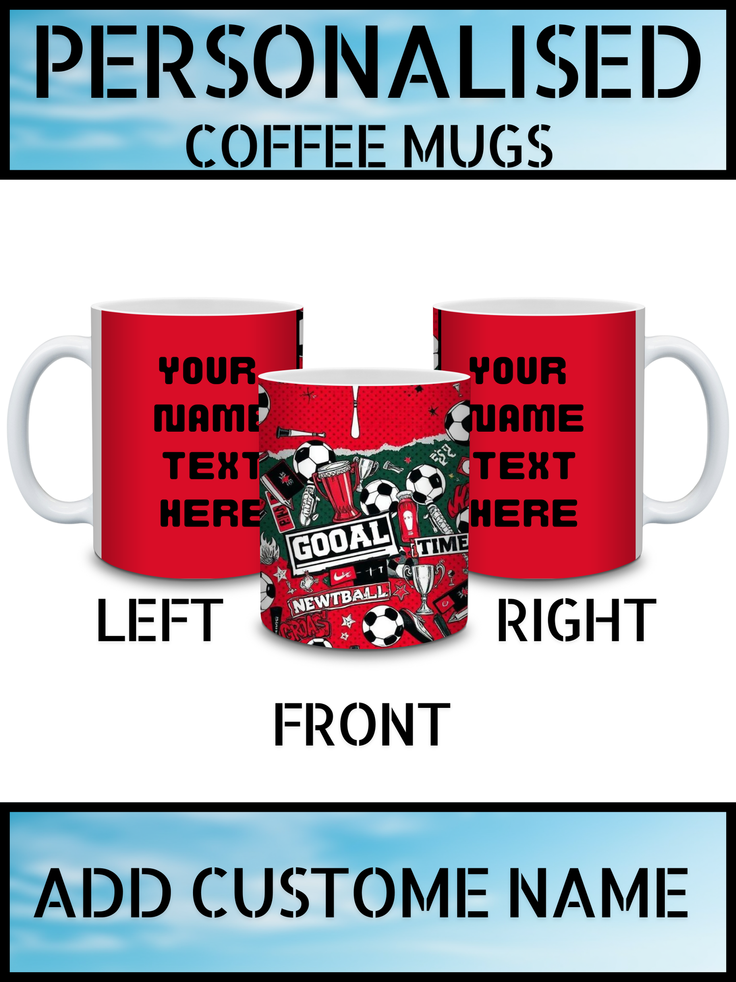 Personalised Football Coffee Mug – Name Print Gift