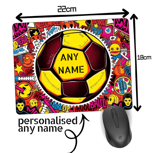 Personalised Football Mouse Mat / Custom Name Mouse Pad – UK Printed