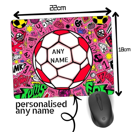 Personalised Football Mouse Mat – Custom Name Mouse Pad for Kids & Adults