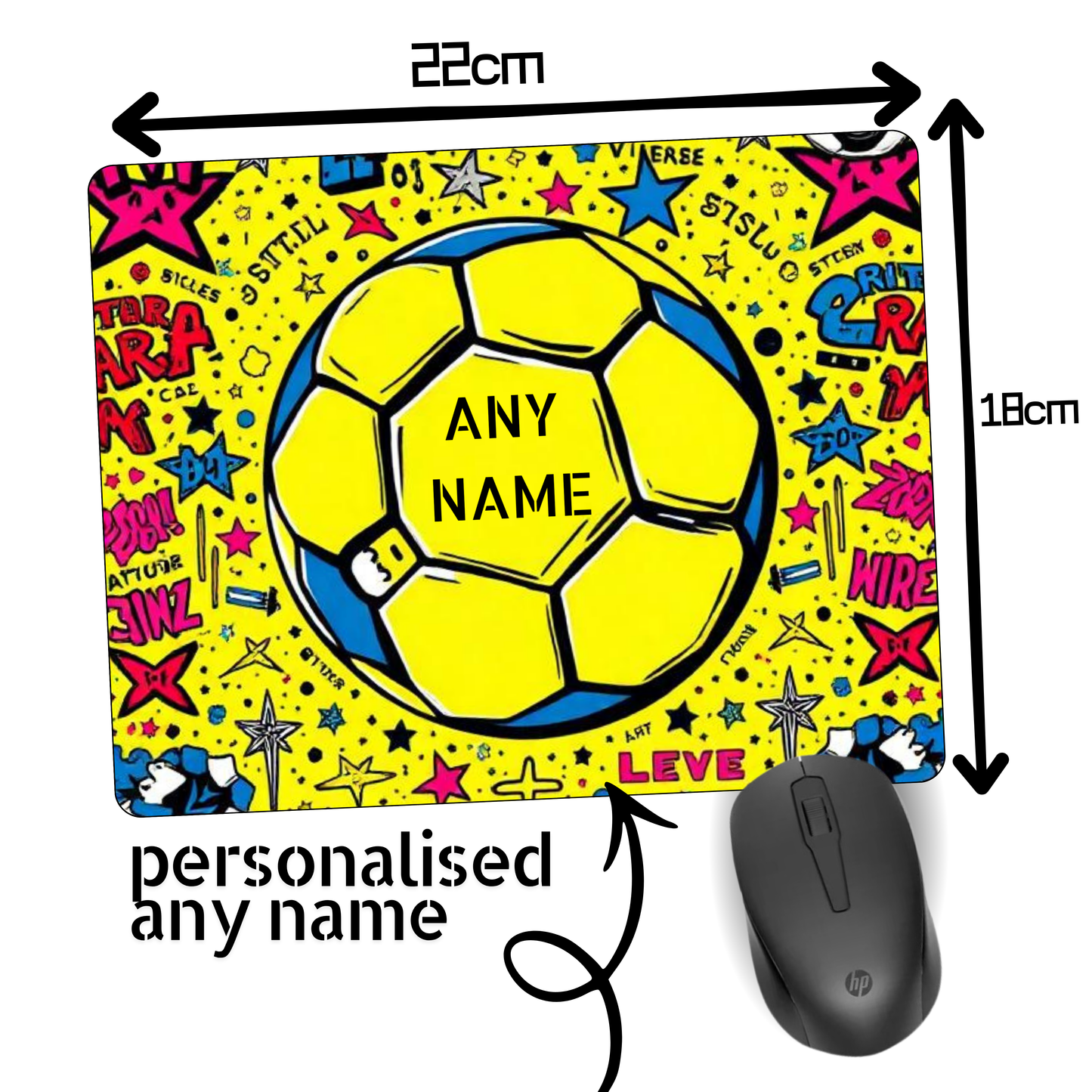Personalised Football Mouse Mat | Add Your Name | UK Made