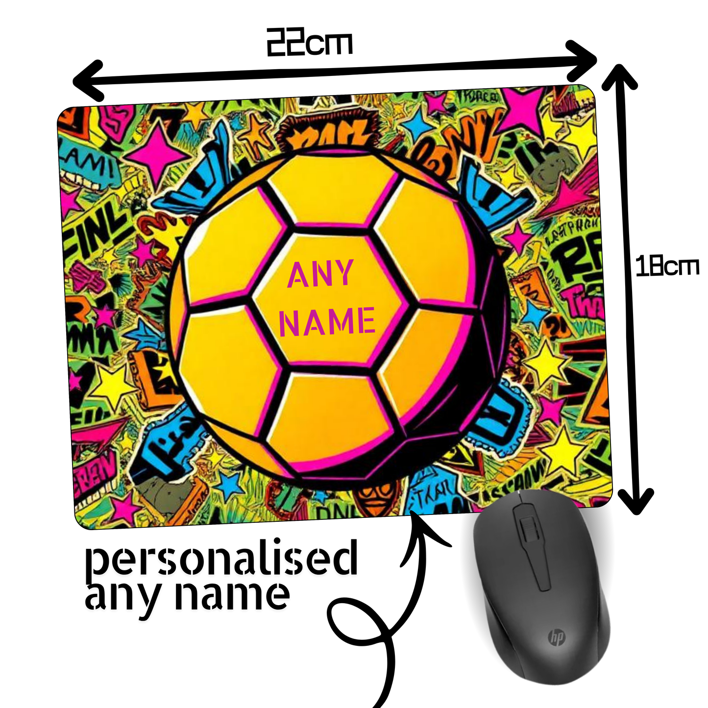 Personalised Football Mouse Mat | Add Your Name | UK Made