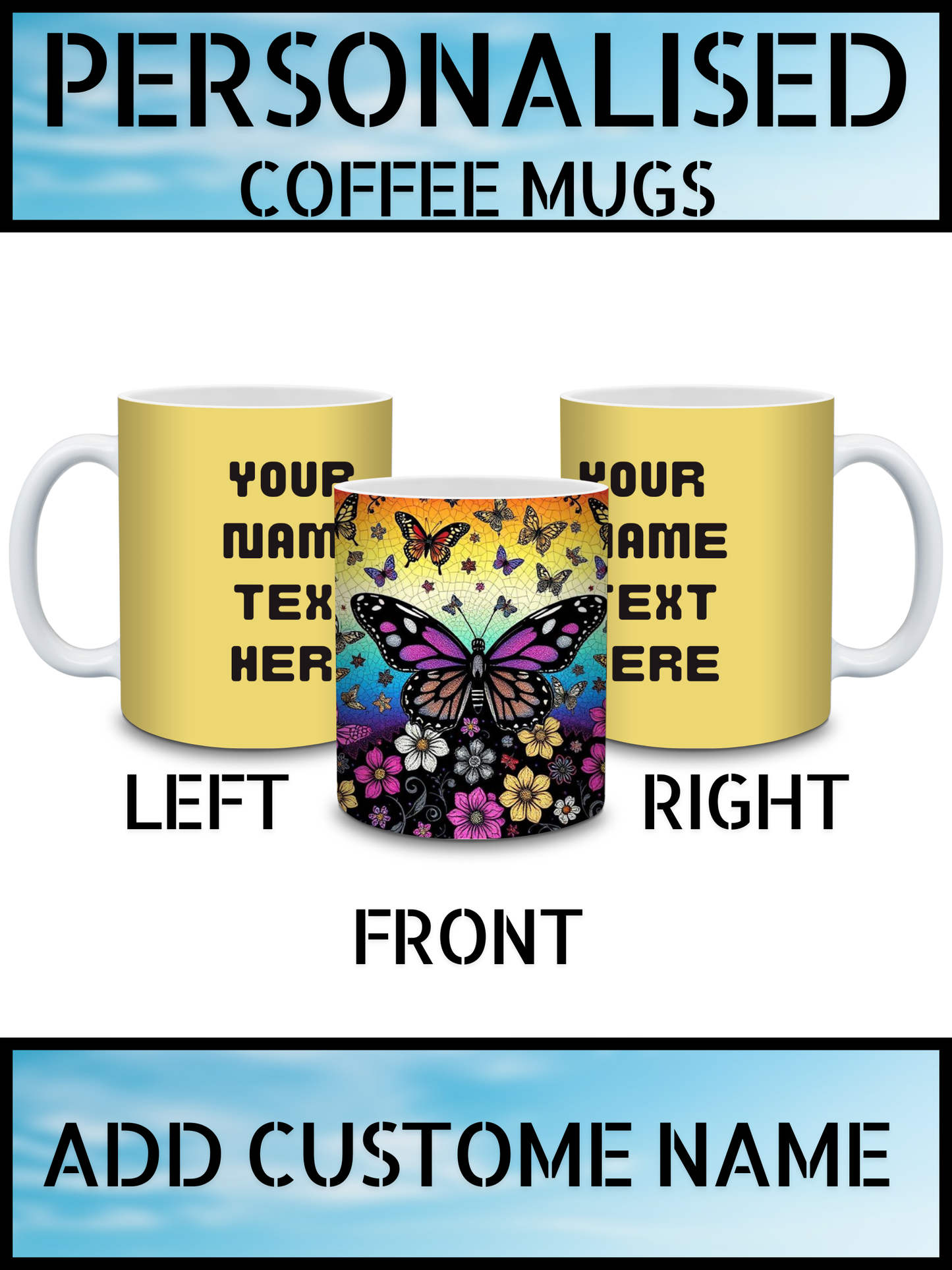 Personalised Butterfly Coffee Mug