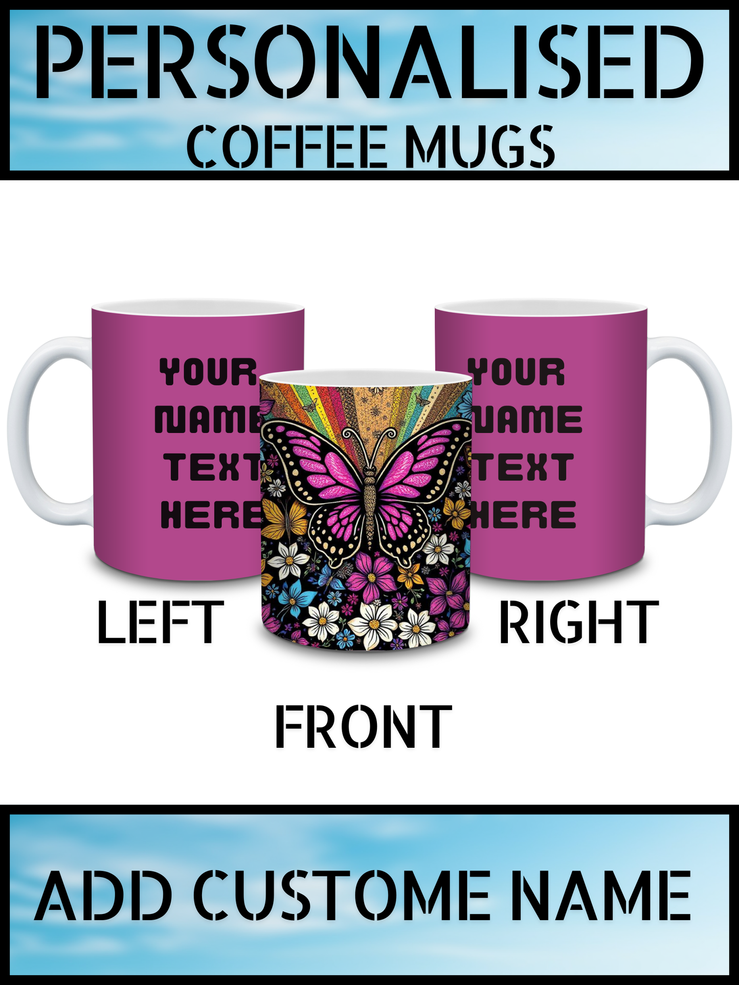 Personalised Coffee Mug – Butterfly Design