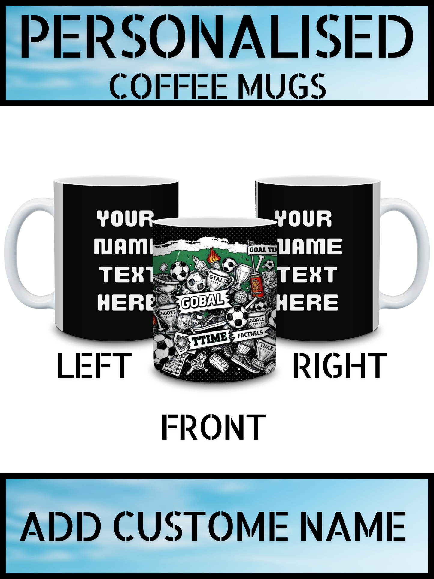 Personalised Football Mug – Name Print Gift