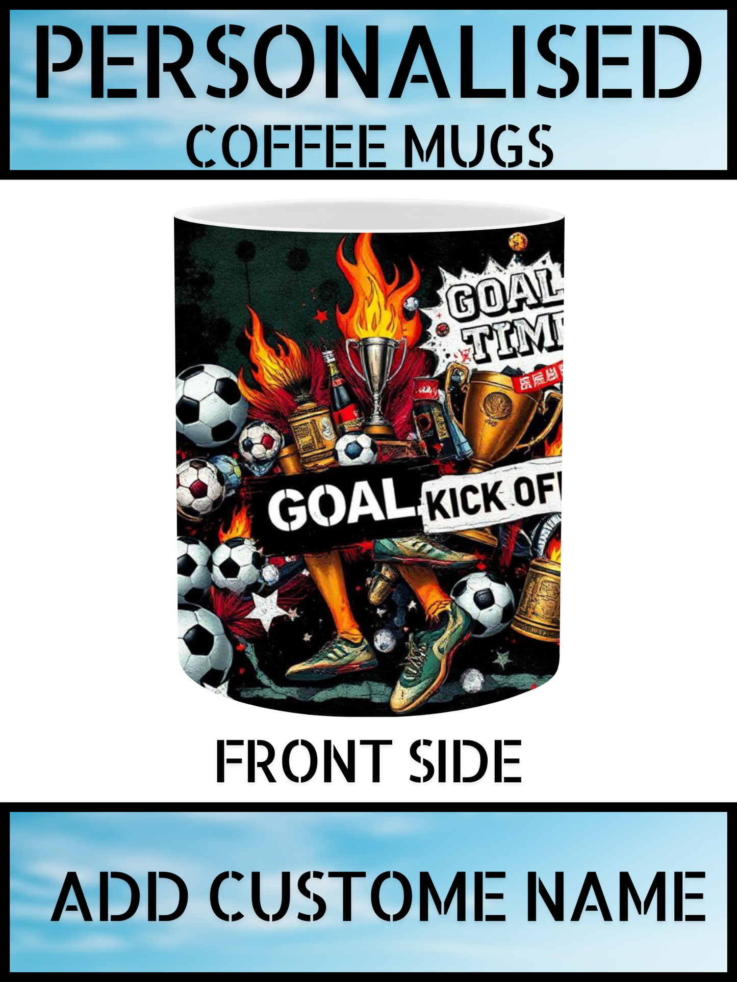 Personalised Football Coffee Mug – Name Print