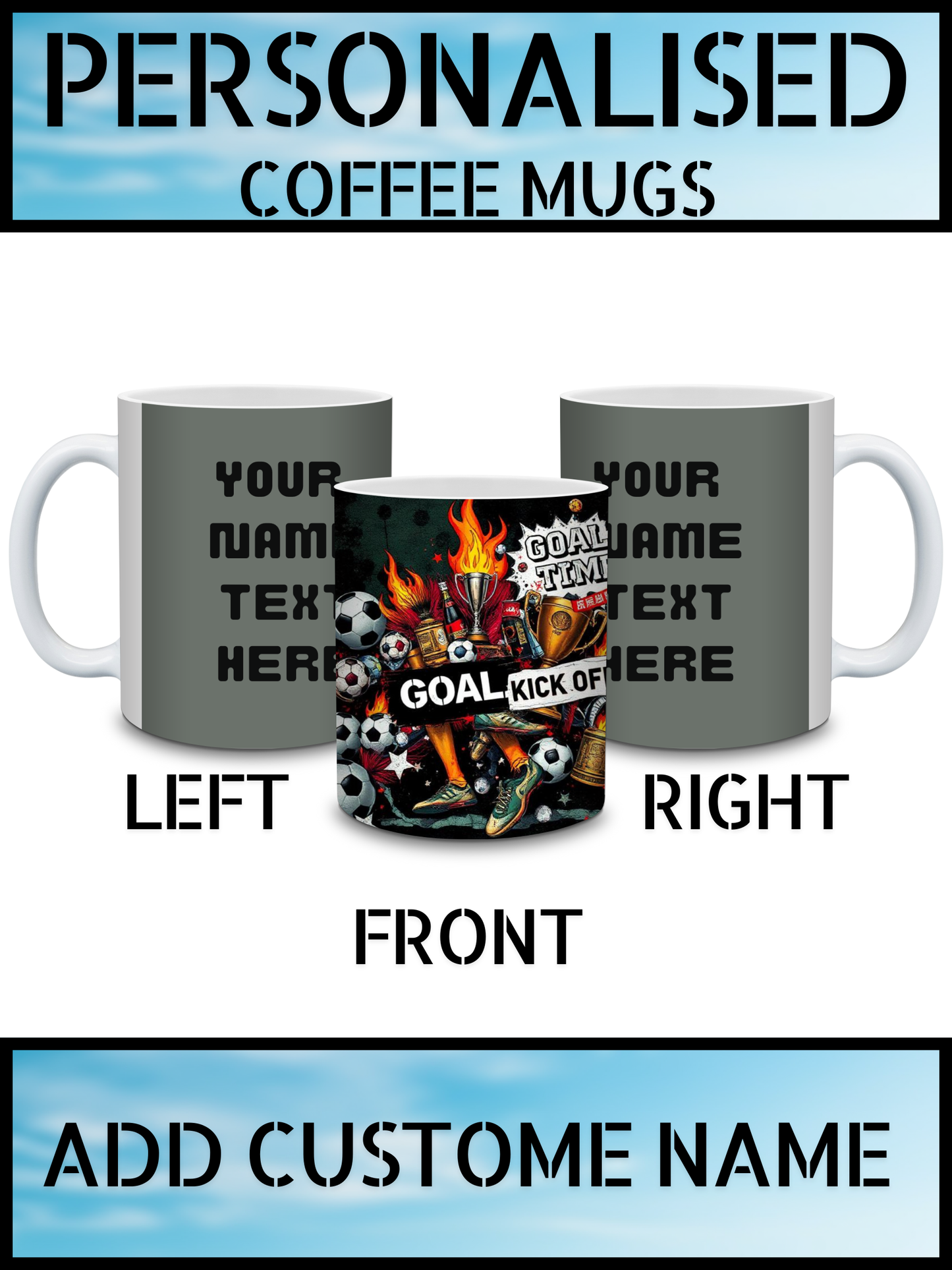 Personalised Football Coffee Mug – Name Print