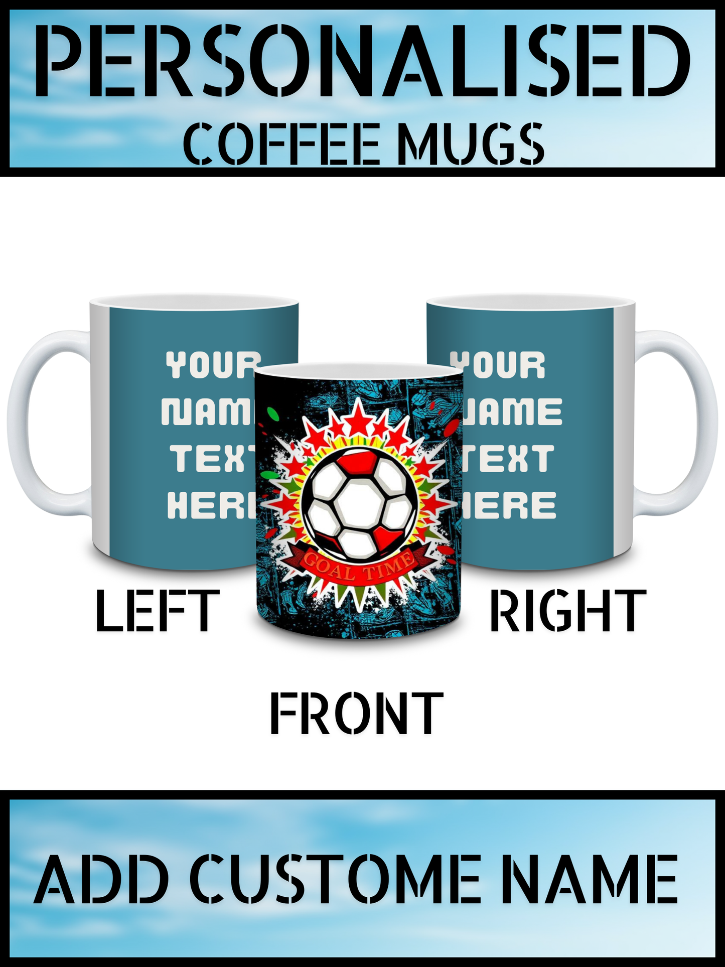 Football Ceramic Mug – Personalised Name Print