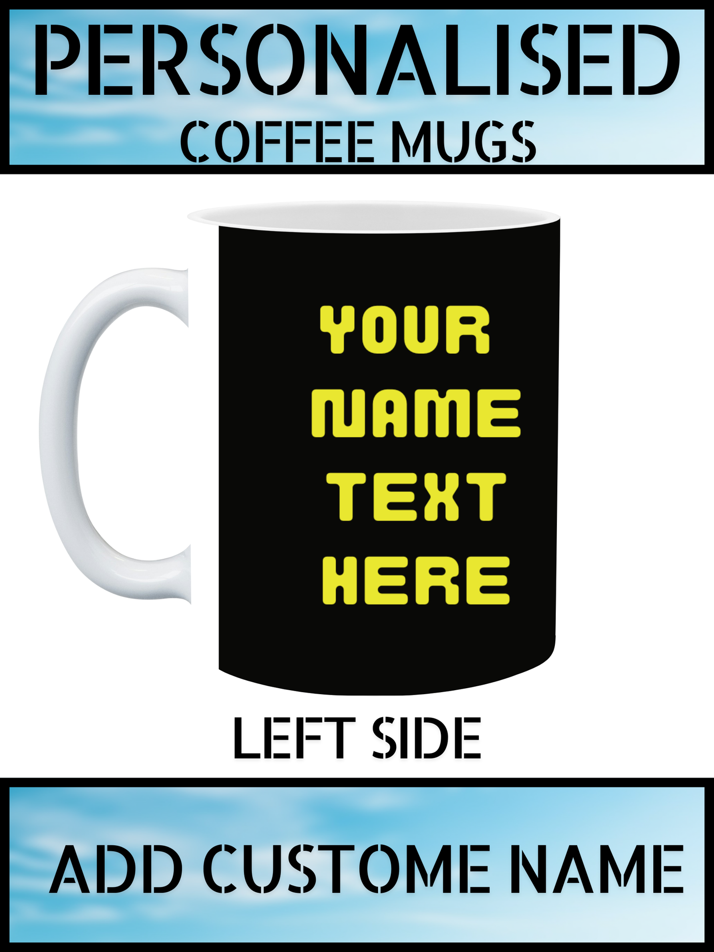 Football Patterned Mug – Personalised Name Print