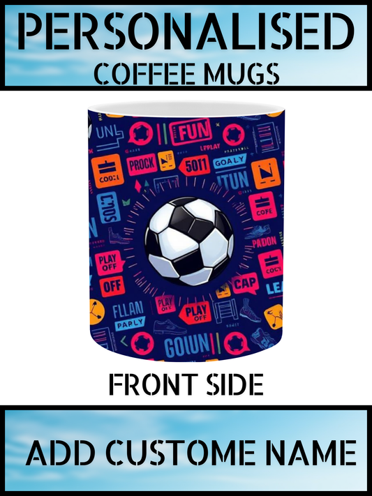 Football Pattern Ceramic Mug – Personalised Name