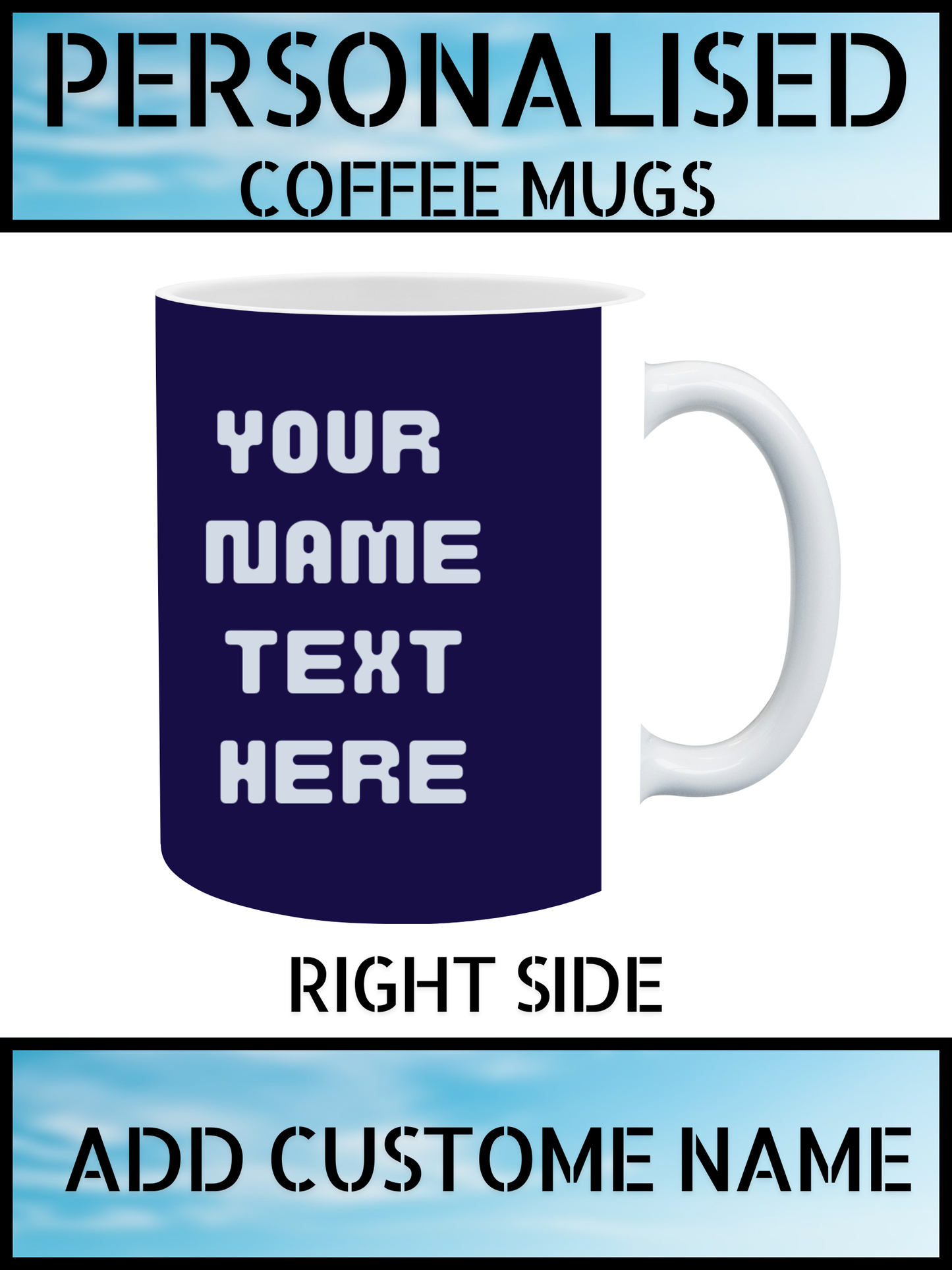 Football Pattern Ceramic Mug – Personalised Name