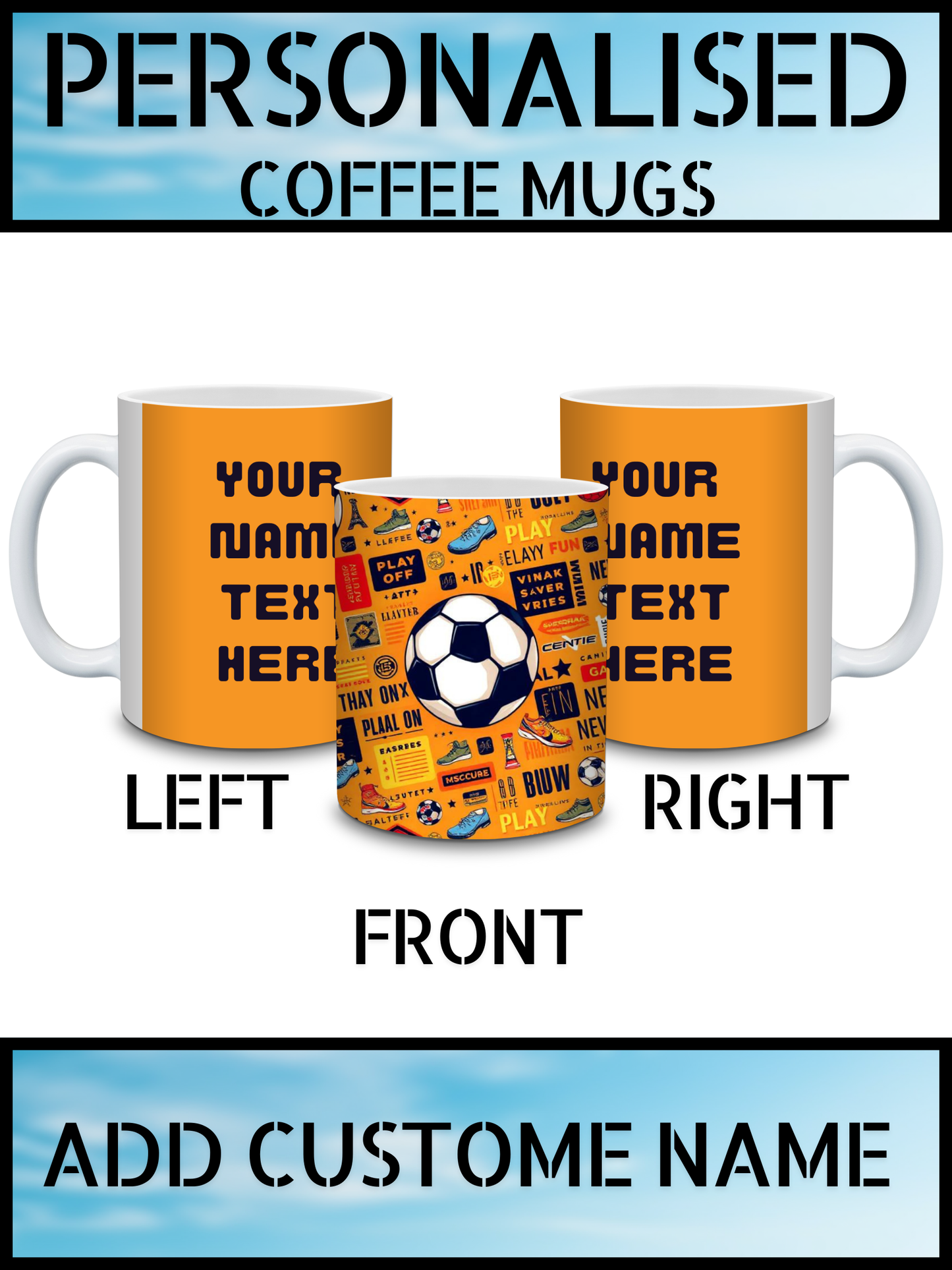Football Lovers Ceramic Mug – Custom Name Print