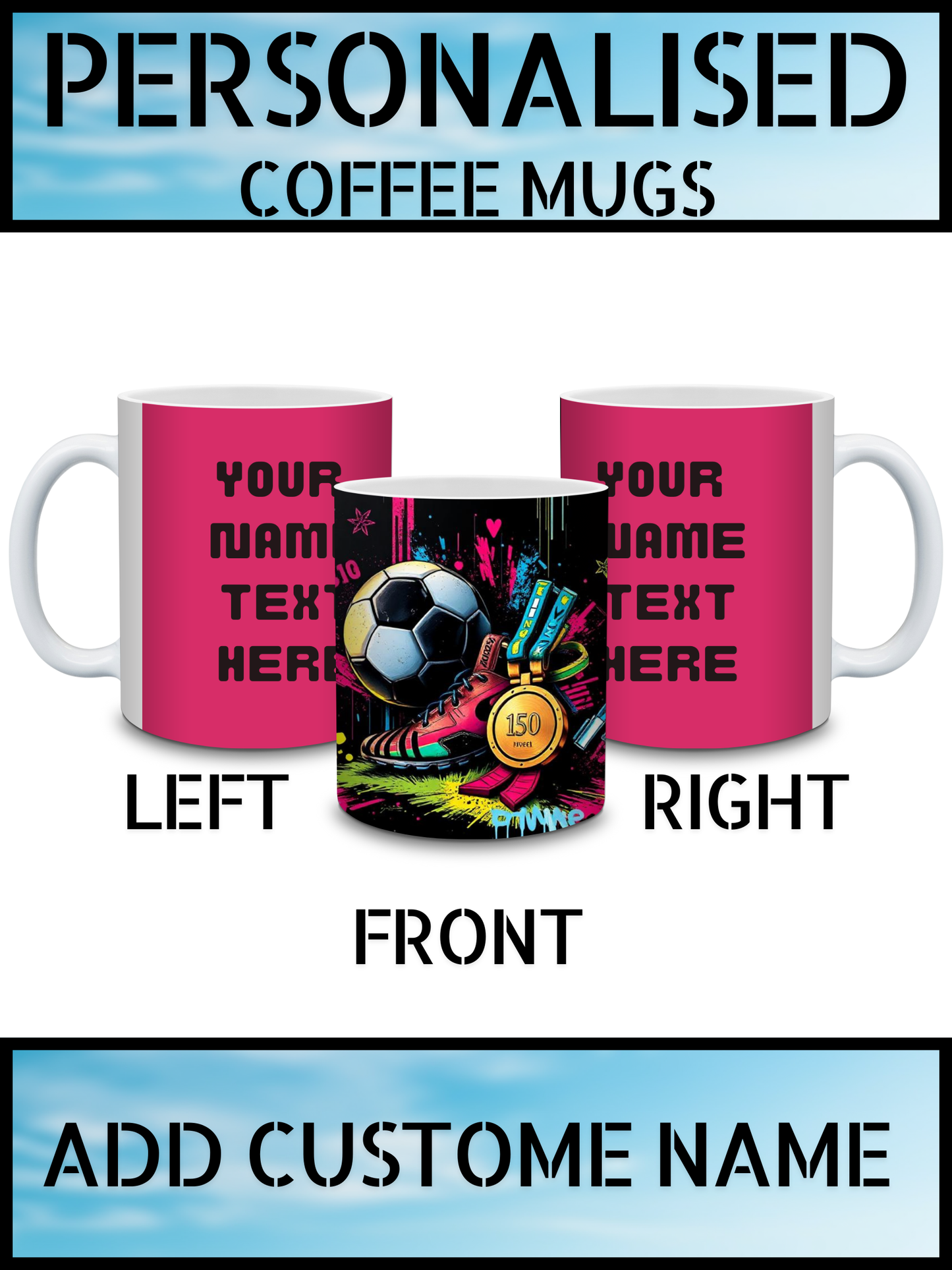 Personalised Football Mug – Custom Name Coffee Mug