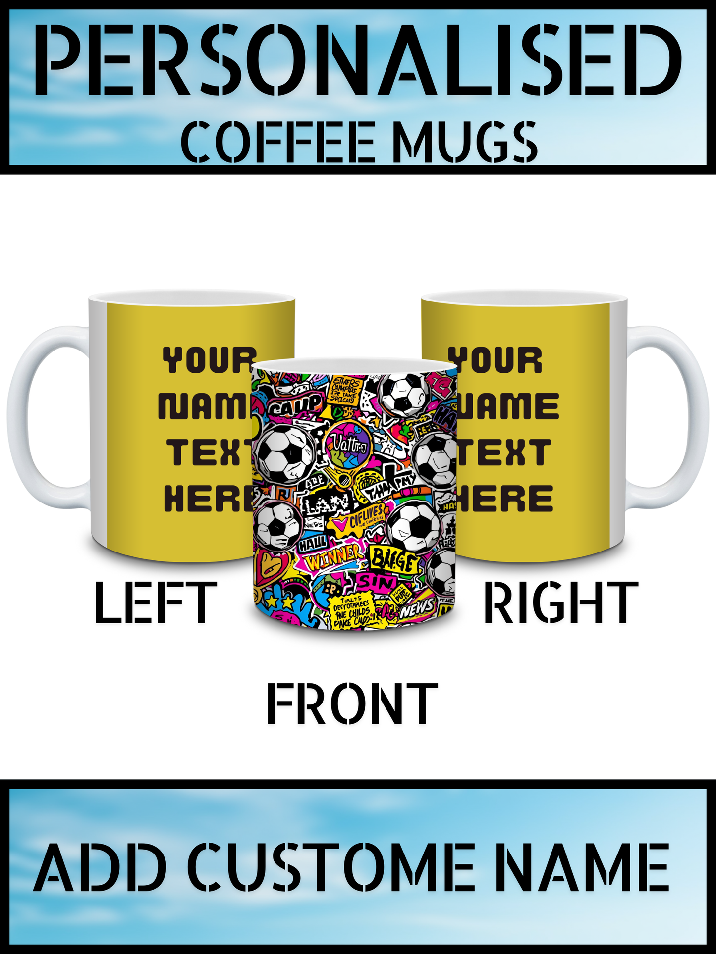 Personalised Football Mug – Add Your Name or Message