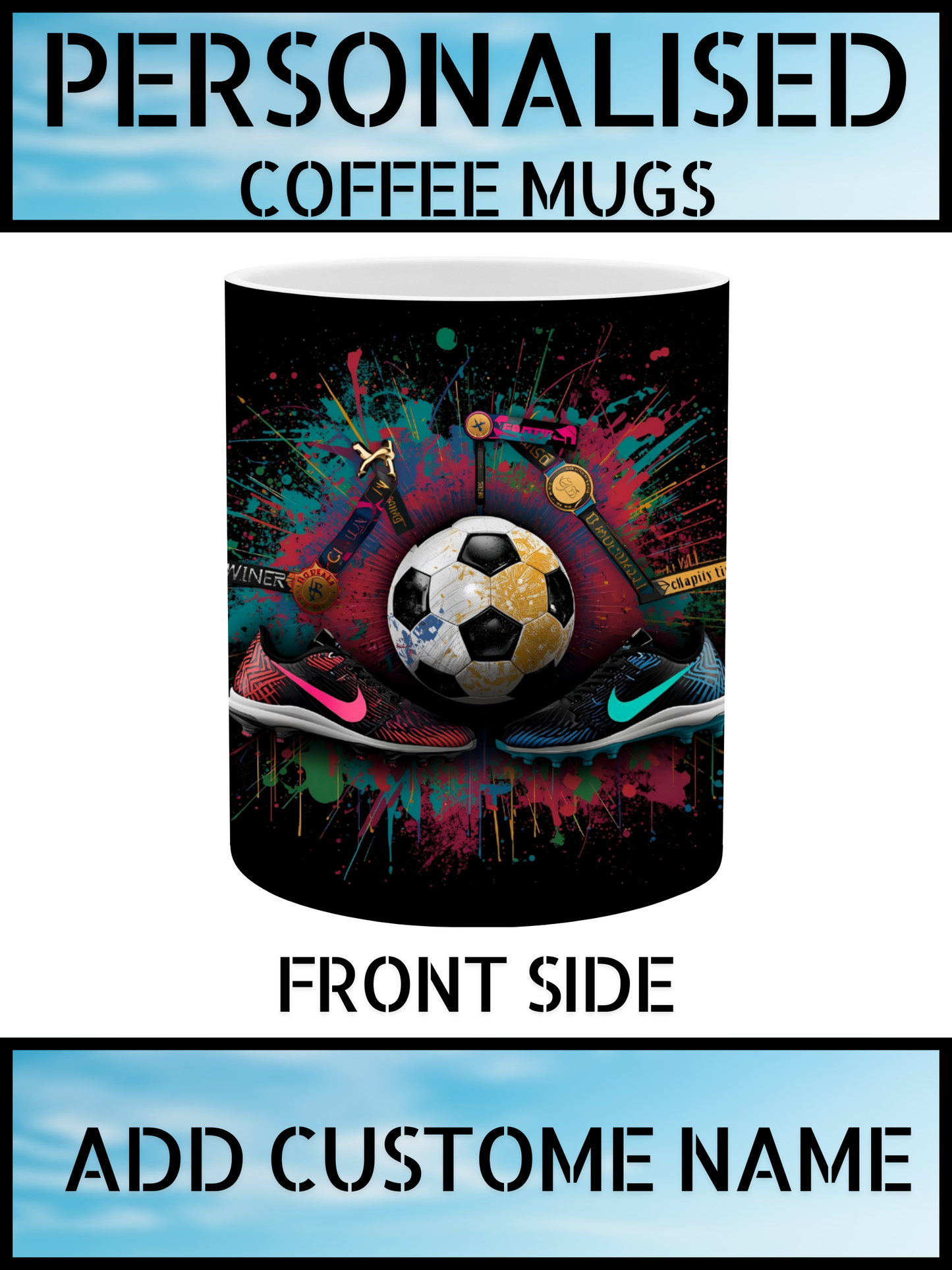 Personalised Ceramic Mug with Football Print
