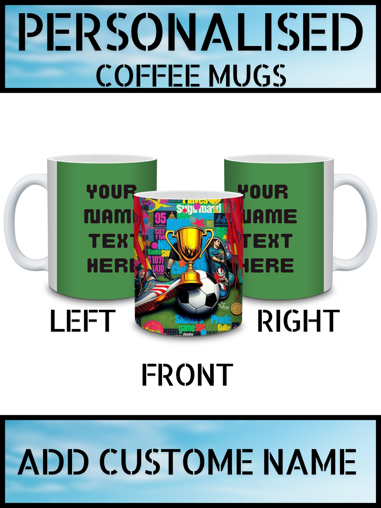 Football Design Mug – Personalised Gifts for Him | Best Value