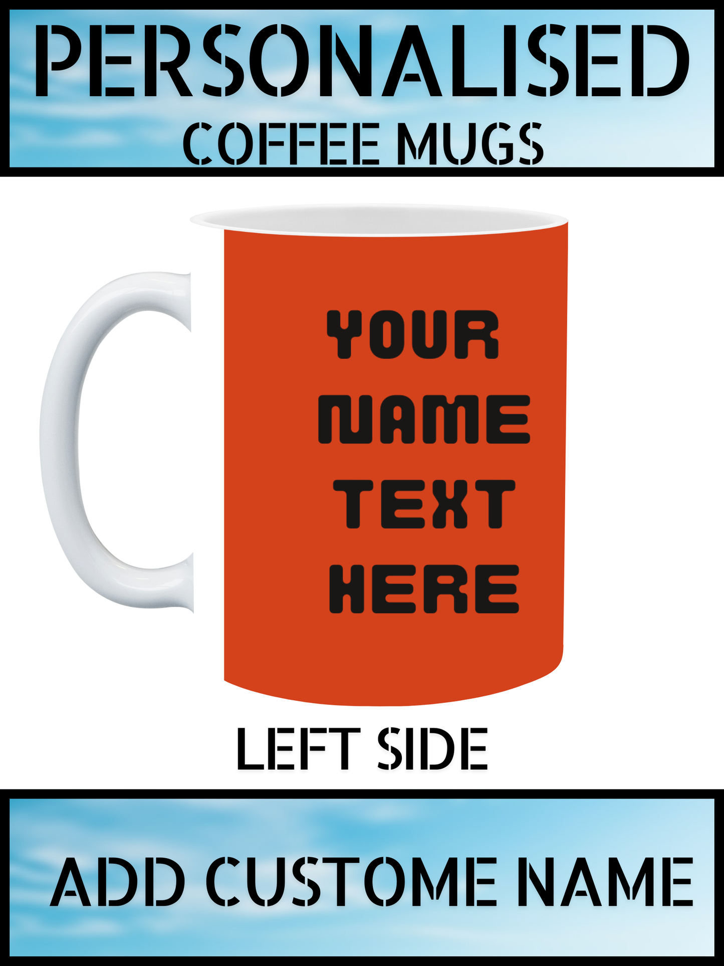 White Ceramic Coffee Mugs – Personalised Name Print with Unique Football Prints