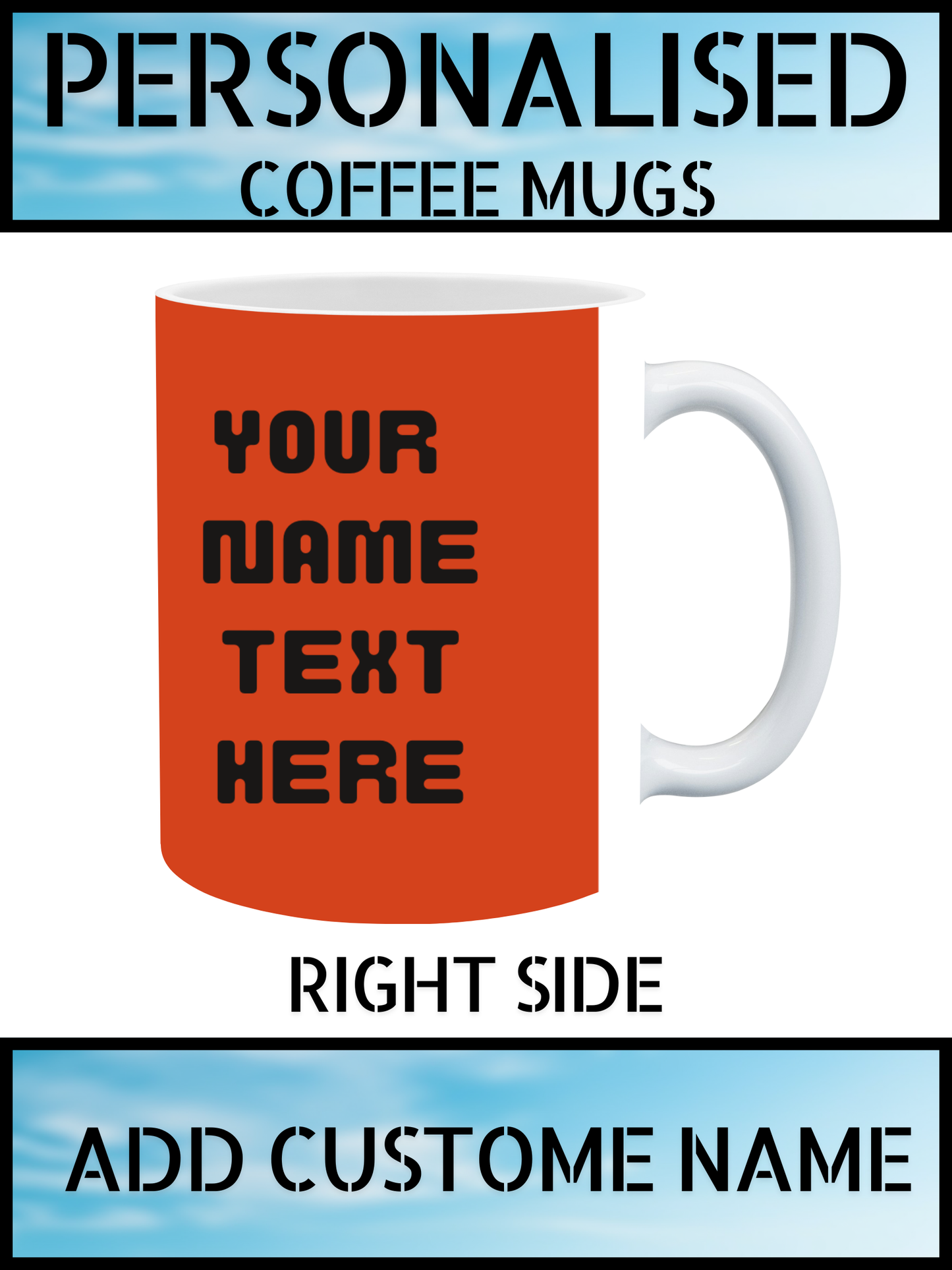 White Ceramic Coffee Mugs – Personalised Name Print with Unique Football Prints