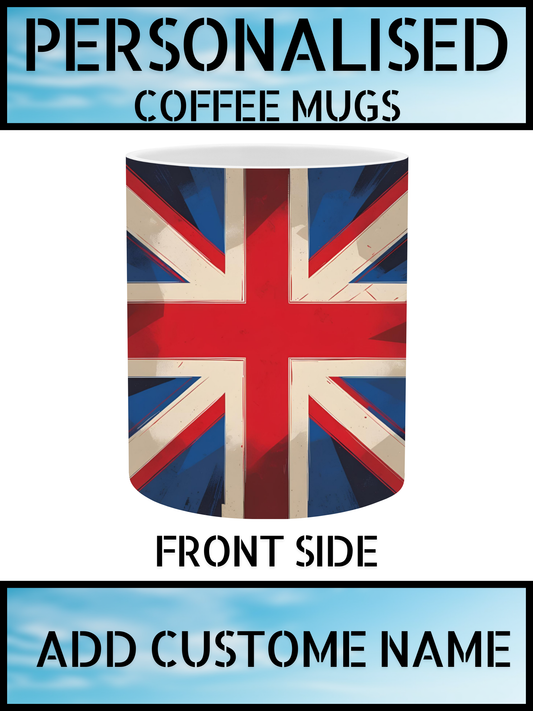 Union Jack Retro Style Coffee Mug – Custom Name Print | Best Value