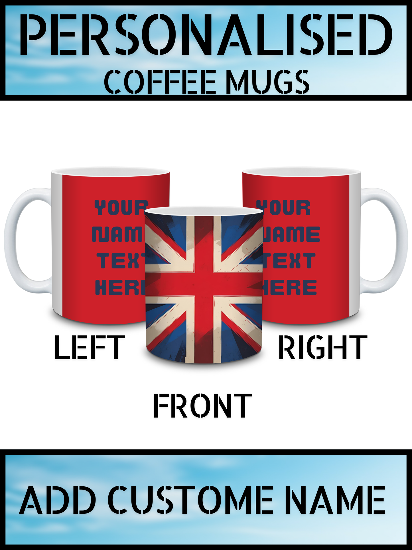 Union Jack Retro Style Coffee Mug – Custom Name Print | Best Value