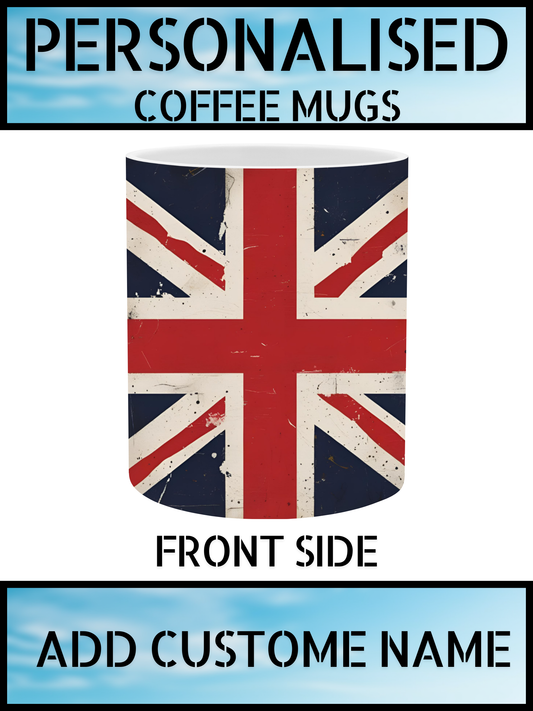 Union Jack Retro Style Coffee Mug – Custom Name Print | Best Value