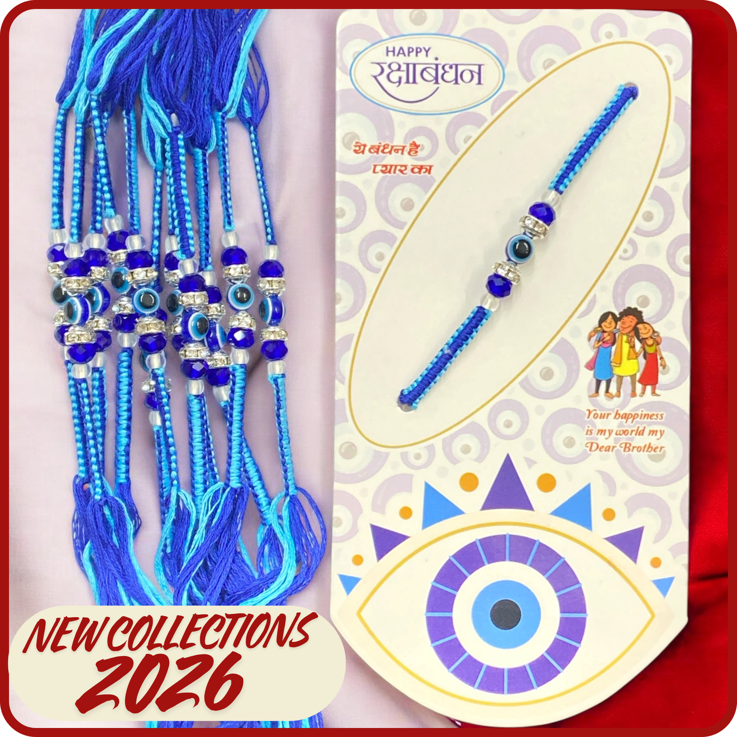Blue Evil Eye Rakhi Thread Handmade [NK003]