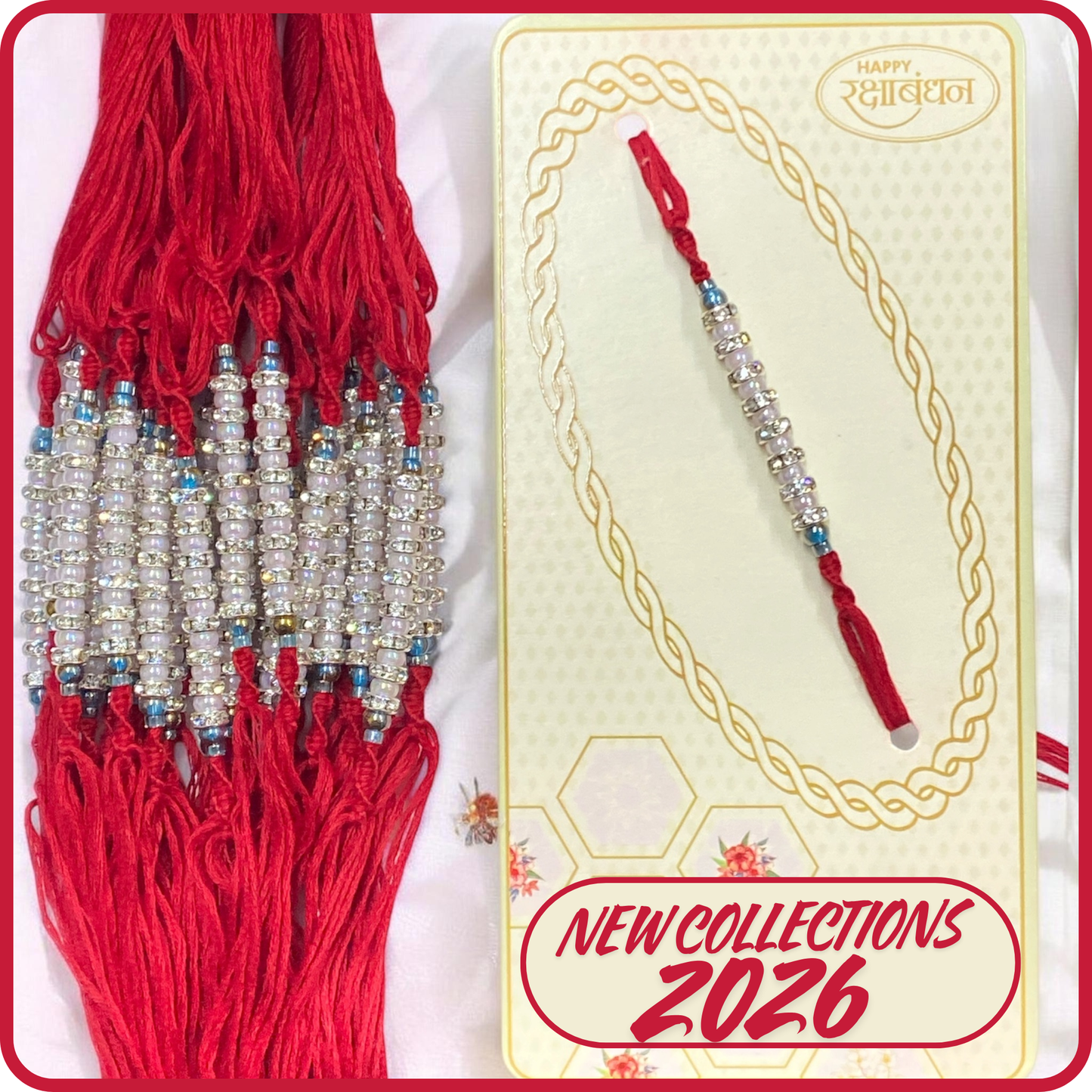Fancy Beaded Rakhi Red Rhinestone [NK006]