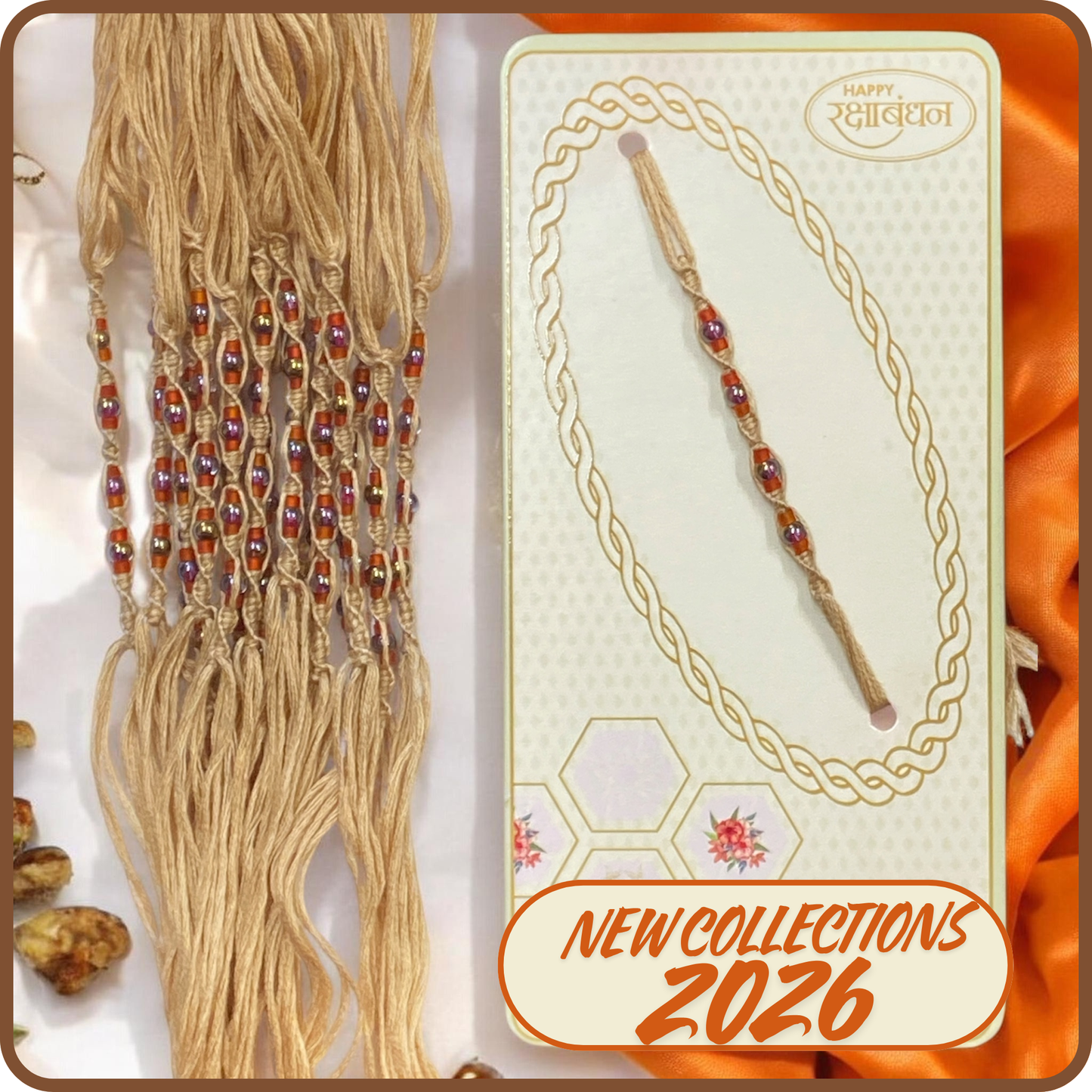 Beige Designer Beaded Rakhi Thread [NK007]