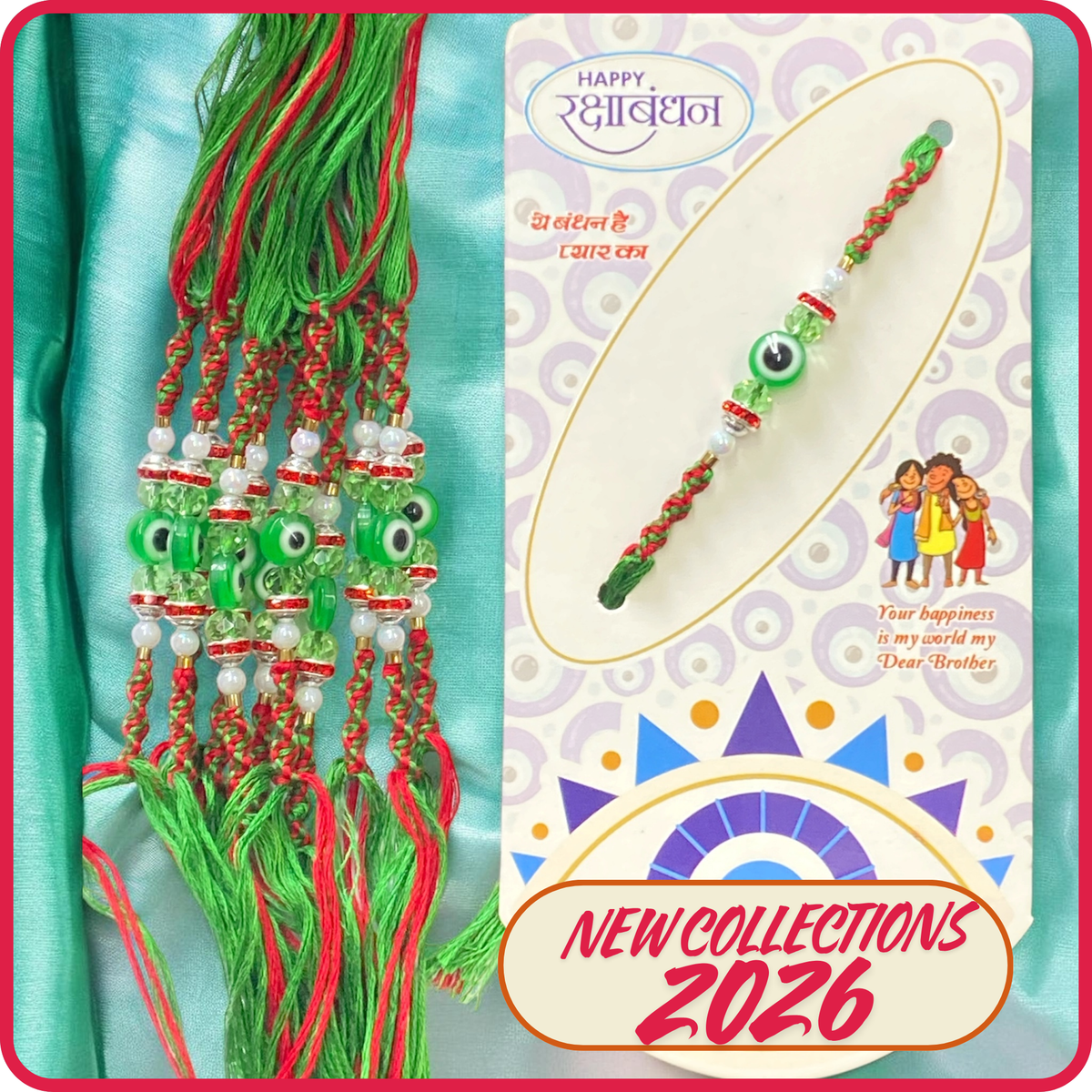 Green Red Evil Eye Designer Rakhi [NK010]