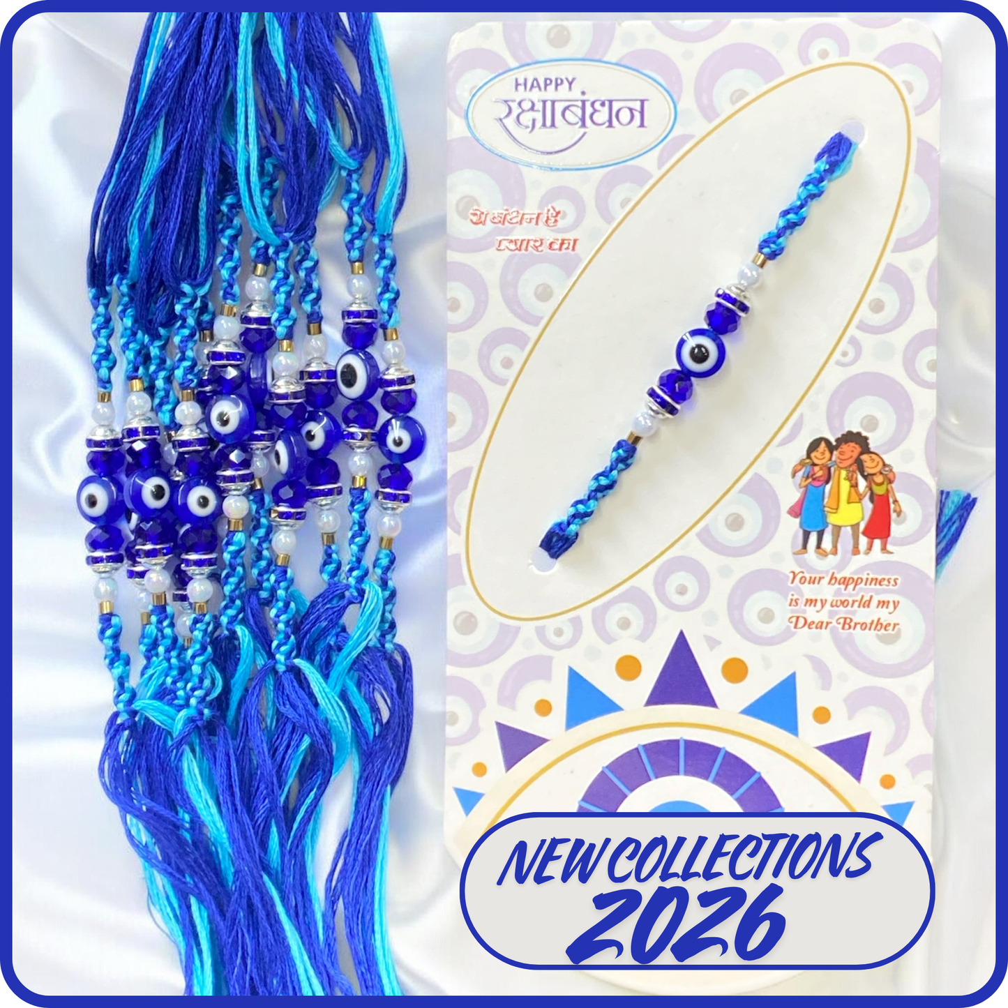 Blue Evil Eye Beaded Rakhi Thread [NK011]