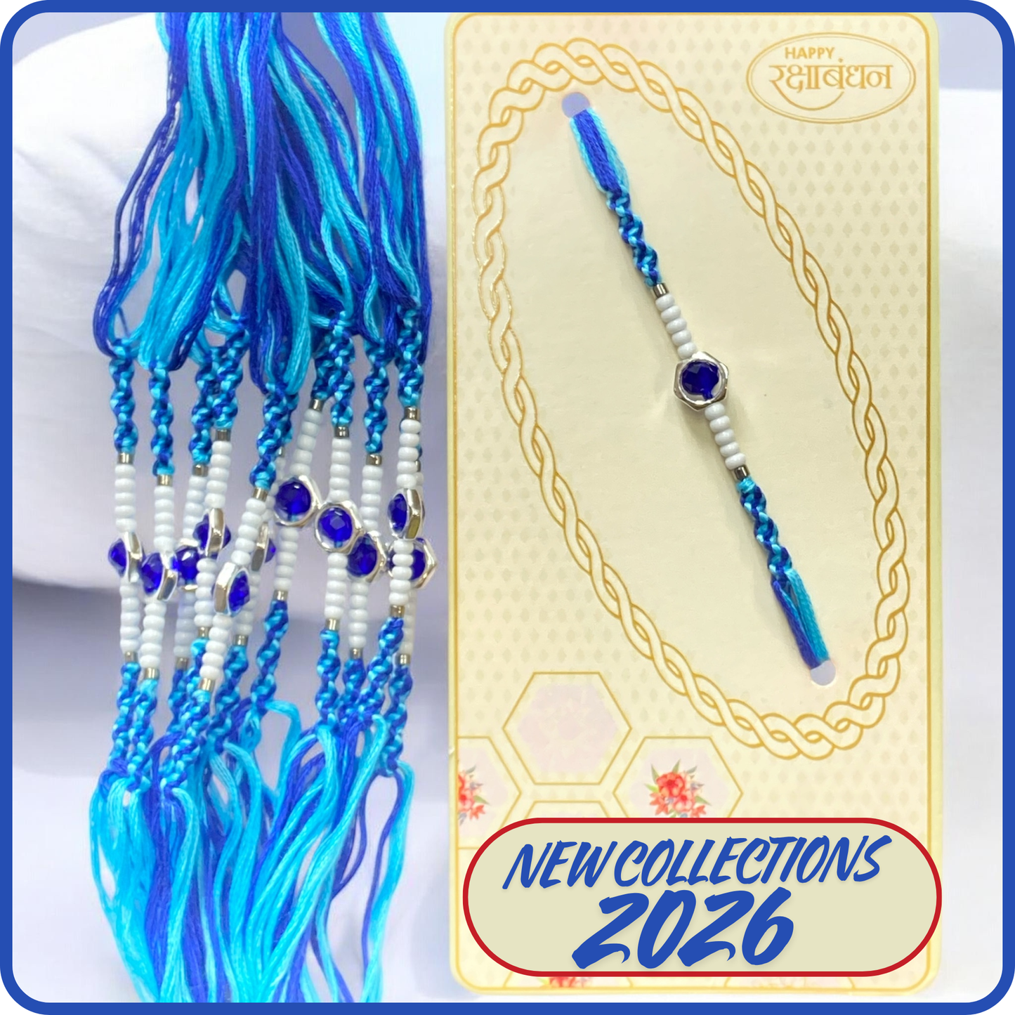 Blue Designer Beaded Rakhi Thread [NK015]