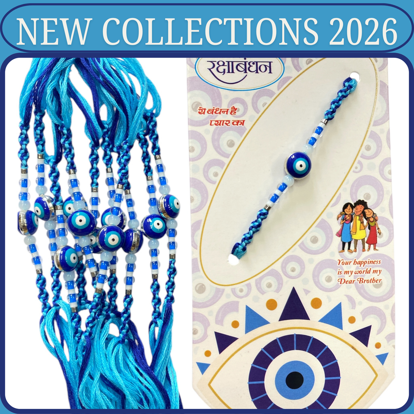 Cute Blue Evil Eye Rakhi Thread [NK021]
