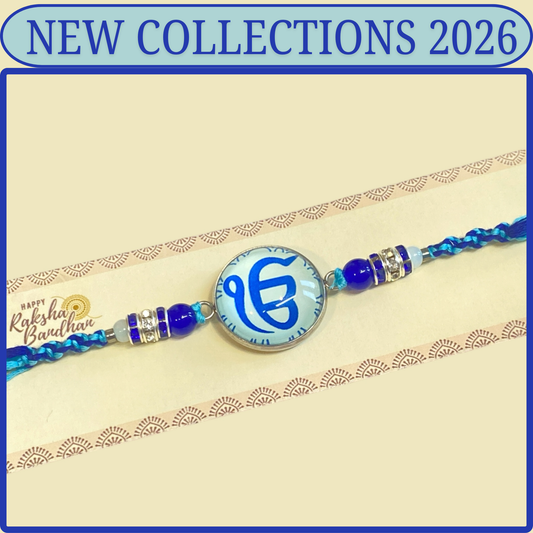 Ek Onkar Blue Beaded Rakhi Thread [NK035]