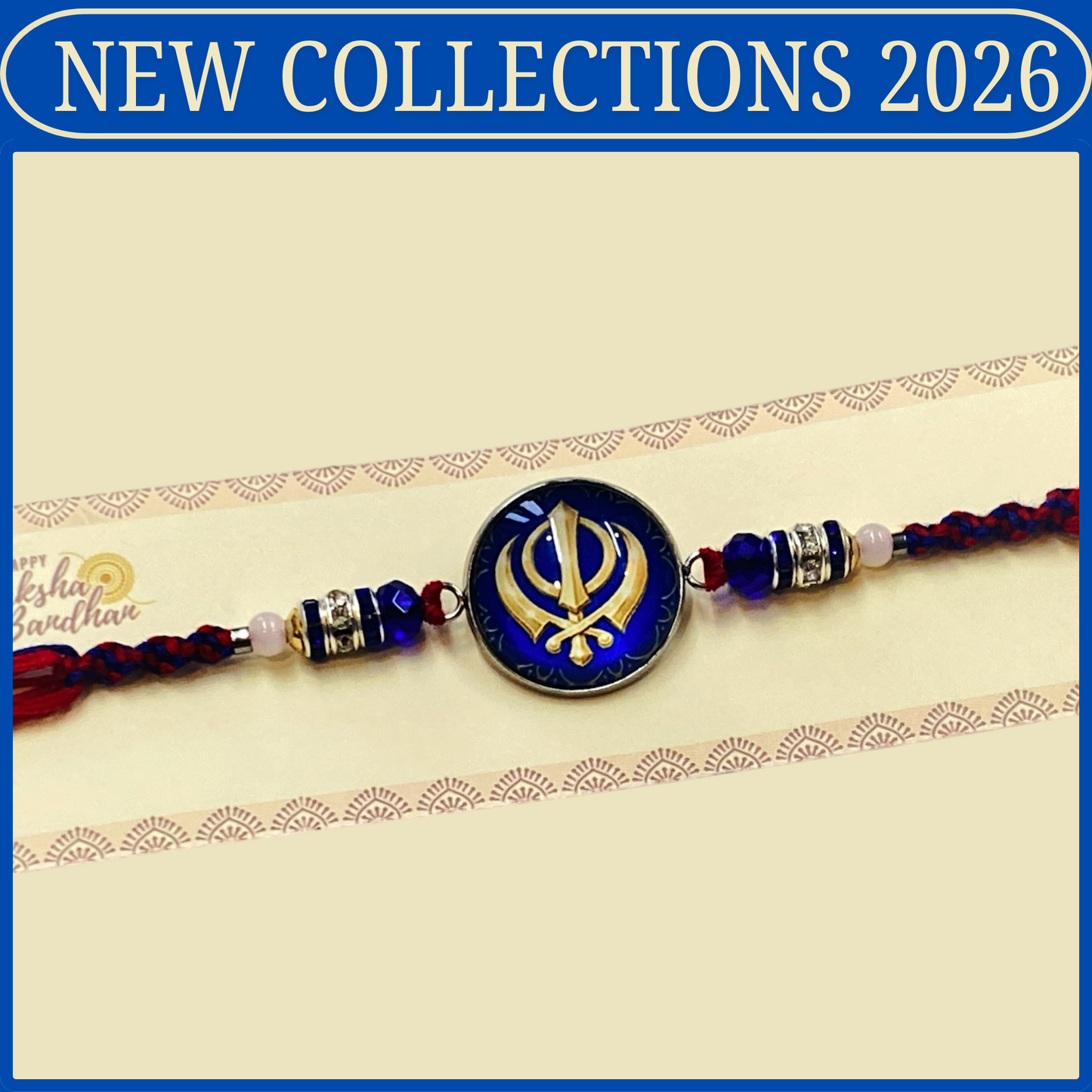 Ek Onkar Blue Beaded Rakhi Thread [NK035]