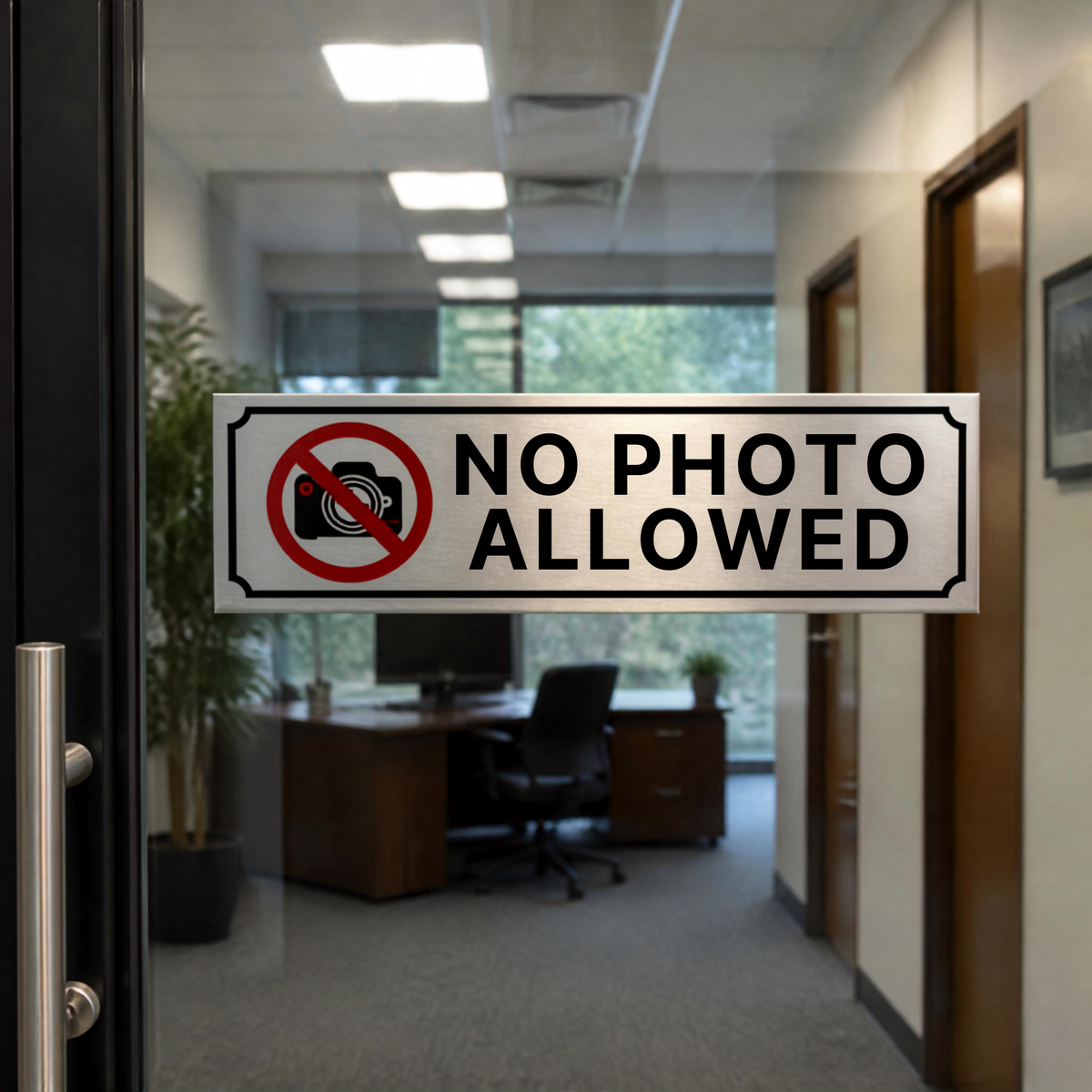 Aluminium Self Adhesive Door Sign [NO PHOTO ALLOWED]